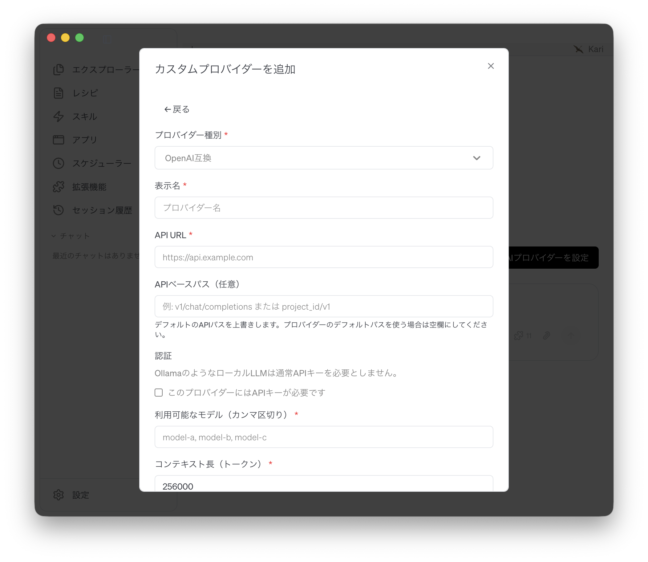 The Add Custom Provider screen